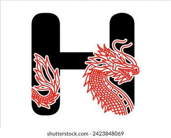 Chinese Dragon Alphabet Letter H