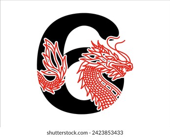 Chinese Dragon Alphabet Number 6