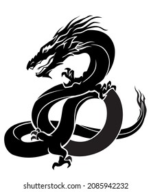 Chinese Dragon, Black Ink Mythical Creature