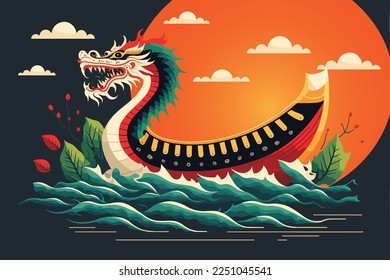 Chinese dragon boat festival illustration 