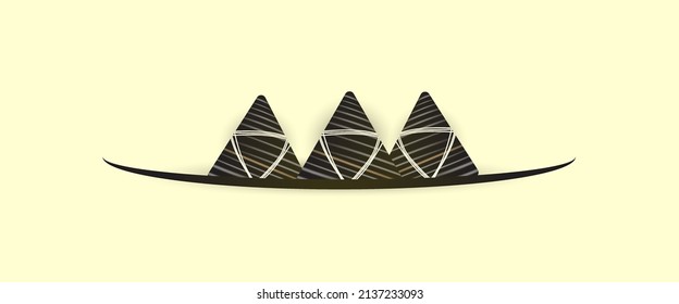 Chinese Dragon Boat Festival with Rice Dumpling Background. Dumplings or Zongzi riding the boat vector illustration
