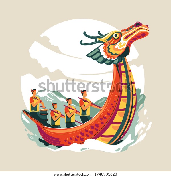 Chinese Dragon\
Boat Festival vector\
illustration