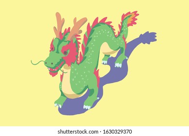 Chinese dragon cartoon isolate background