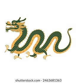 Chinese dragon character, Asian zodiac sign line art illustration. Hand drawn style design, isolated vector. Dragon Boat Festival, Lunar New Year traditional holiday clip art, card, banner element.