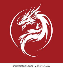 Chinese Dragon character suitable for Chinese New Year. Silhouette Dragon.