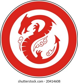 Chinese dragon in a circle, element for design, vector illustration
