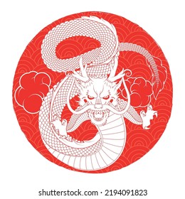 dragón chino en emblema circular