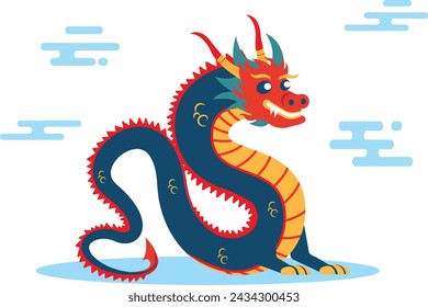 Chinese dragon with clouds in the background	
