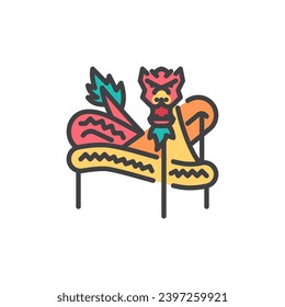 Chinese dragon dance filled outline icon, line vector sign, linear colorful pictogram isolated on white. Symbol, logo illustration. Vector graphics