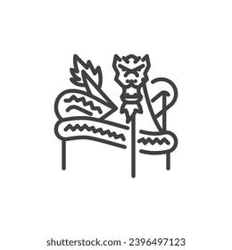 Icono de la línea de baile del dragón chino. signo de estilo lineal para concepto móvil y diseño web. Icono vectorial del esquema del dragón chino de Año Nuevo. Símbolo, ilustración del logotipo. Gráficos vectoriales