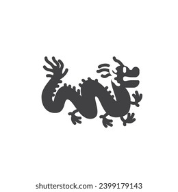 Icono vector de danza del dragón chino. signo plano relleno para concepto móvil y diseño web. Icono de glifo de dragón chino de Año Nuevo. Símbolo, ilustración del logotipo. Gráficos vectoriales