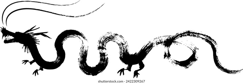 Chinese dragon drawn with a brush