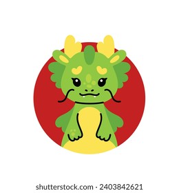 Chinese dragon. Eastern Asian myth monster. Traditional oriental lunar year animal with twisted tail. Fairytale fantasy orient symbol. China mascot.