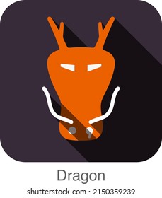 Chinesischer Drache Gesicht flach Symbol Design. Reihe der Tiersymbole.