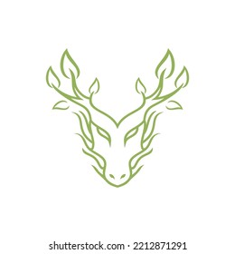 Chinese of Dragon, dragon face leaf logo icon vector illustration