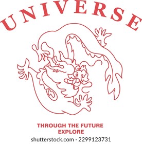 Chinese dragon fashion illustration can be used in T-shirt printing, etc.