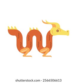 Chinese dragon flat icon. Chinese New Year symbol. Colorful illustration in flat vector cartoon style. Ideal for apps and websites. 