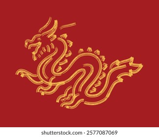 Chinese Dragon flying mascot art style