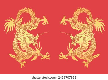 Chinese dragon gold vector design