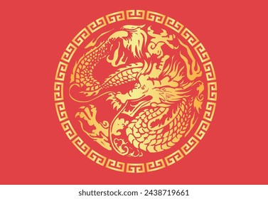Chinese dragon gold vector design