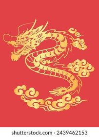 Dragón chino de oro vector de diseño