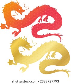 Chinese dragon gradation silhouette set