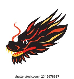 Chinese dragon head, color logo, flat stylestylized vector illustration symbol year of dragon 2024