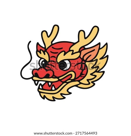 Chinese Dragon Head Illustration flat