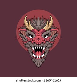 Chinese dragon head Illustration premium vector