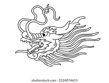 Vector chino de la cabeza del dragón sin color