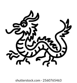 Chinese dragon icon in linear style 