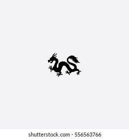 Chinese Dragon Icon Silhouette Vector Illustration

