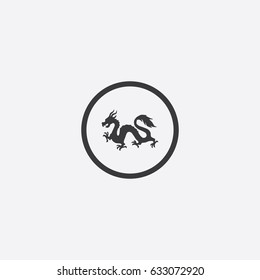 Chinese Dragon Icon Silhouette Vector Illustration

