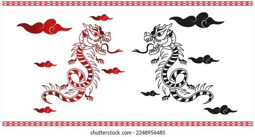 Chinesisches Drachensymbol, Vektorgrafik, Illustration, Symbol