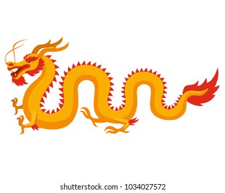Chinese dragon isolated on white background. Vector illustration.