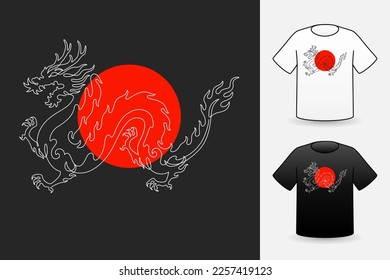 Chinese Dragon line art isolated vector illustration for t shirt paint