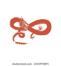 Chinese dragon, line drawing illustration. Design print media. China lunar calendar animal.