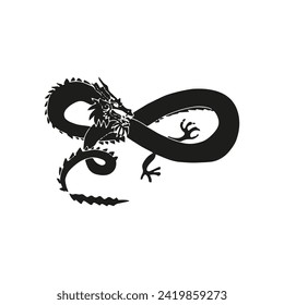 Chinese dragon, line drawing illustration. Design print media. China lunar calendar animal.