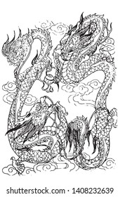 Chinese dragon line drawing