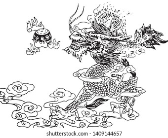 Chinese dragon line drawing