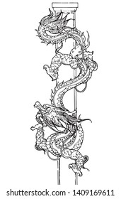 Chinese dragon line drawing vector