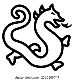 Chinese dragon line icon, chinese mid autumn festival concept, dragon from legend sign on white background, magic dragon from china icon in outline style for web design. Vector graphics