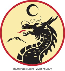 chinese dragon liong vector logo