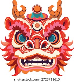 Máscara de dragón chino Ilustración vectorial festiva