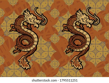 Chinese dragon, with modern colors, very artistic and aesthetic background, illustration, Vector, EPS 10