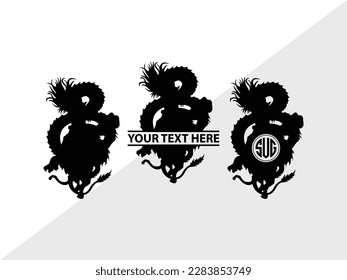 Chinese Dragon Monogram Vector Illustration Silhouette svg