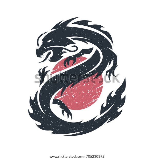 Chinese Dragon On Background Sun Logo Stock Vector Royalty Free 705230392
