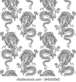  chinese Dragon on a white background . Vector seamless pattern