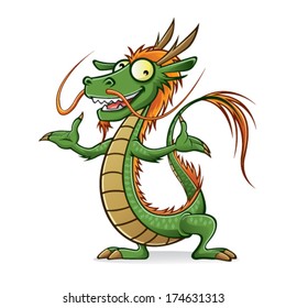 Chinese dragon is opening welcome with a friendly hand