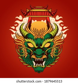 Chinese dragon ornament vector illustration